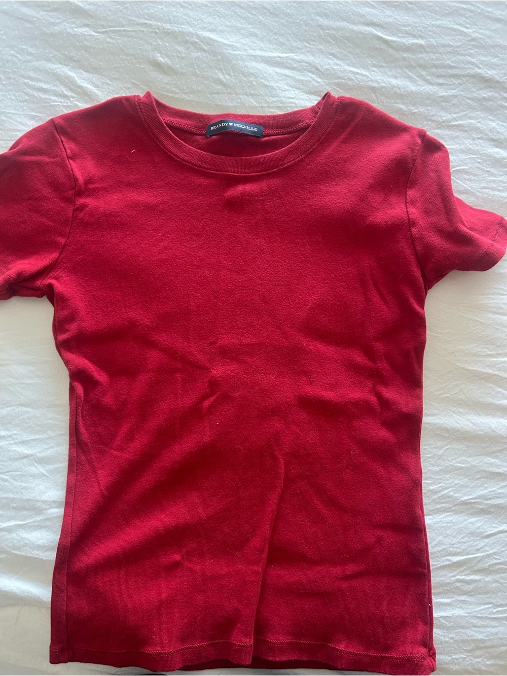 Brandy Melville Red Short-Sleeve Crewneck Tee